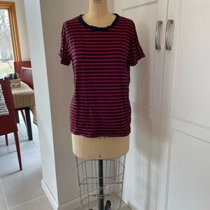COS Navy and Red Striped Short Sleeve Tee- ladies
